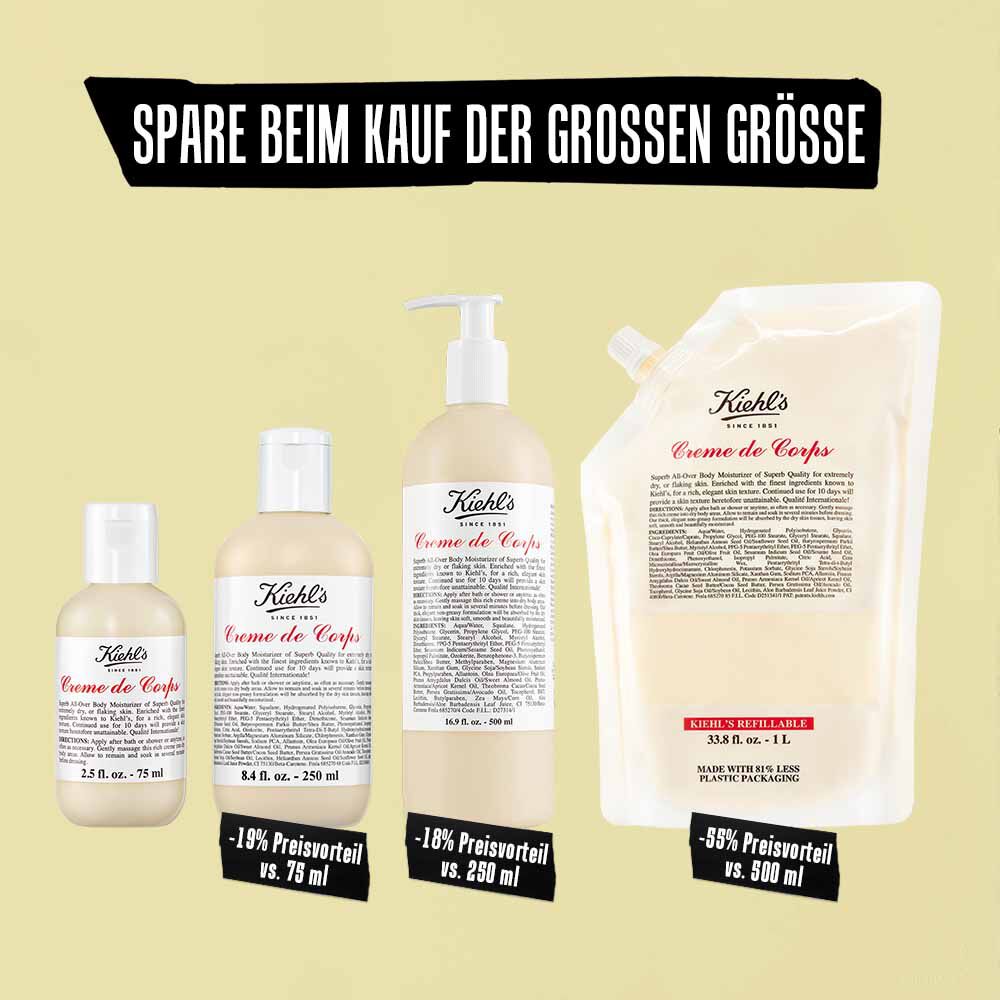 Tatowiertes Model mit der Textur der Kiehl's Creme de Corps Bodylotion auf der Haut