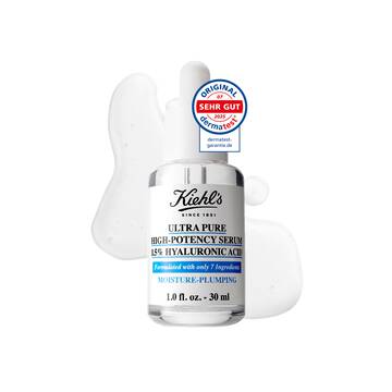 Eine 30-ml-Flasche Kiehl's Ultra Pure 1.5% Hyaluronic Acid Serum vor weißem Hintergrund.