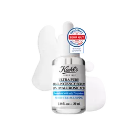 Eine 30-ml-Flasche Kiehl's Ultra Pure 1.5% Hyaluronic Acid Serum vor weißem Hintergrund.