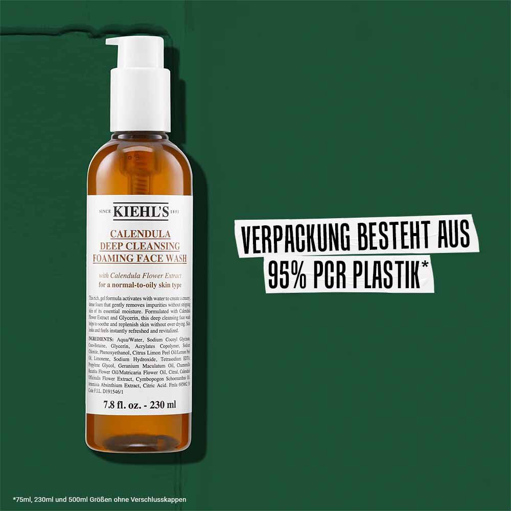 Drei Flaschen Calendula Foaming Face Wash in Großen von 75 ml bis 500 ml
