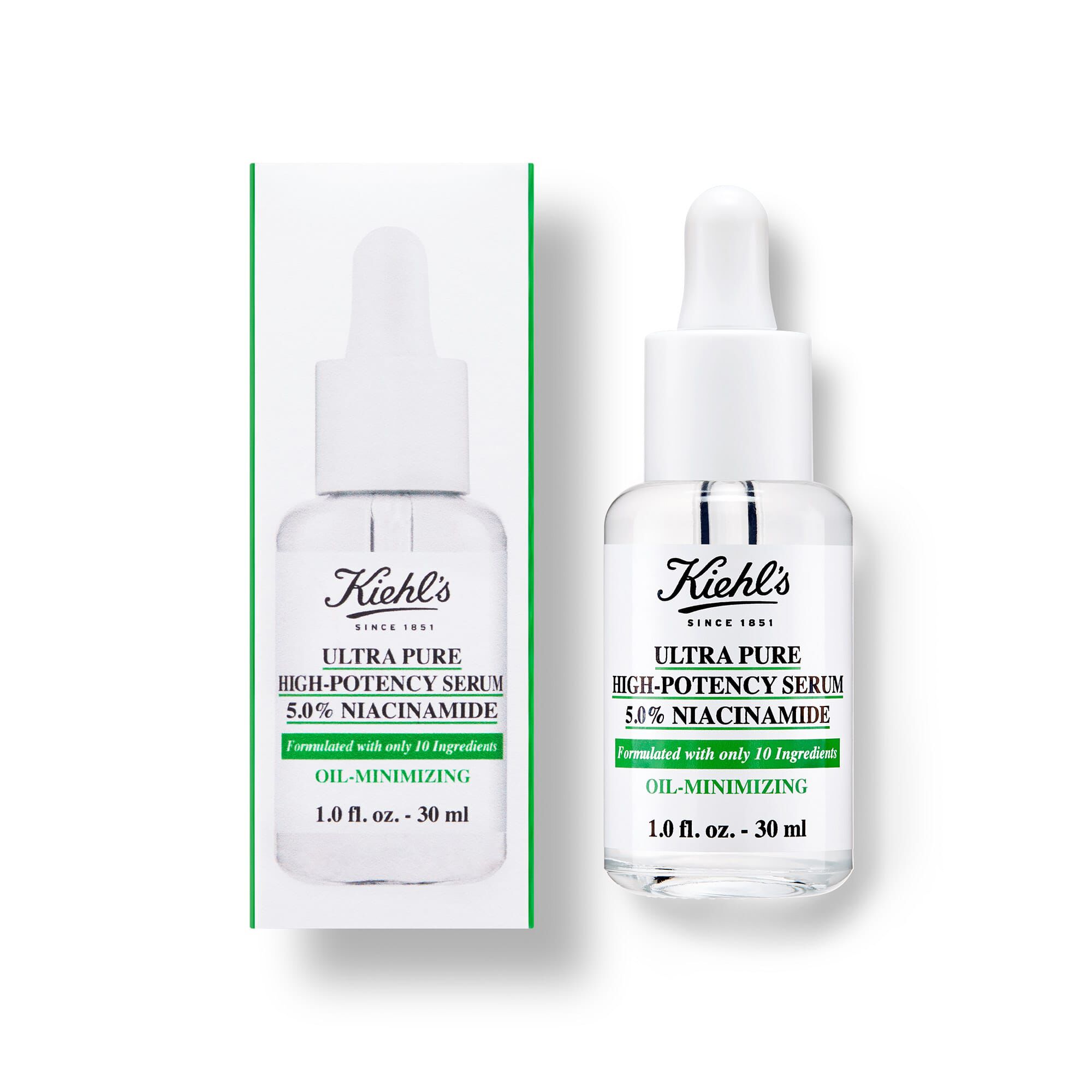 Flasche und Verpackung des Kiehl's Ultra Pure High-Potency Serum 5,0 % Niacinamid