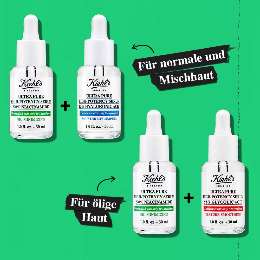 Die Flaschen des Kiehl's Ultra Pure High-Potency Serum bestehen zu 20 % aus recyceltem Glas