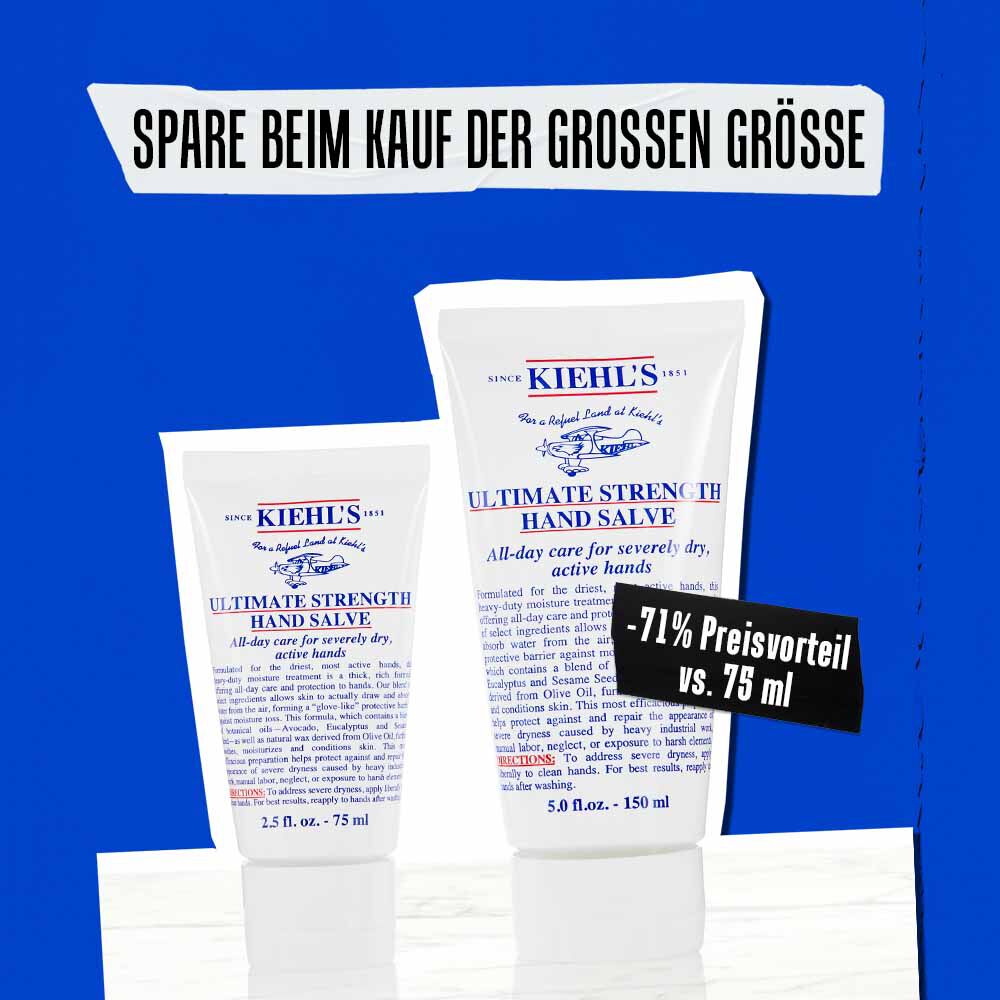 Texturprobe auf der Hand eines Models mit dem Kiehl's Ultimate Strength Hand Salve