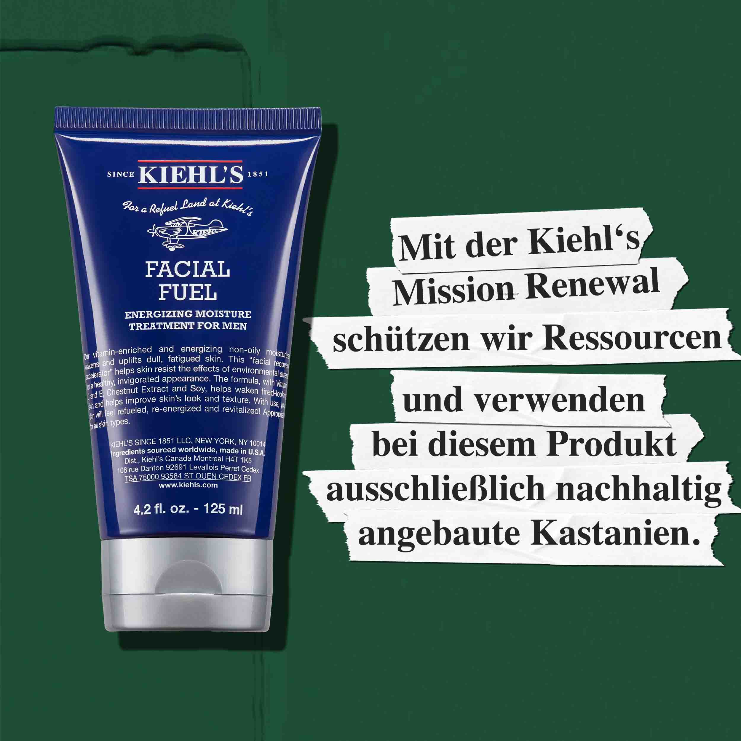 Drei Flaschen der Facial Fuel Energizing Moisture Treatment fur Manner zur Veranschaulichung der verfugbaren Großen