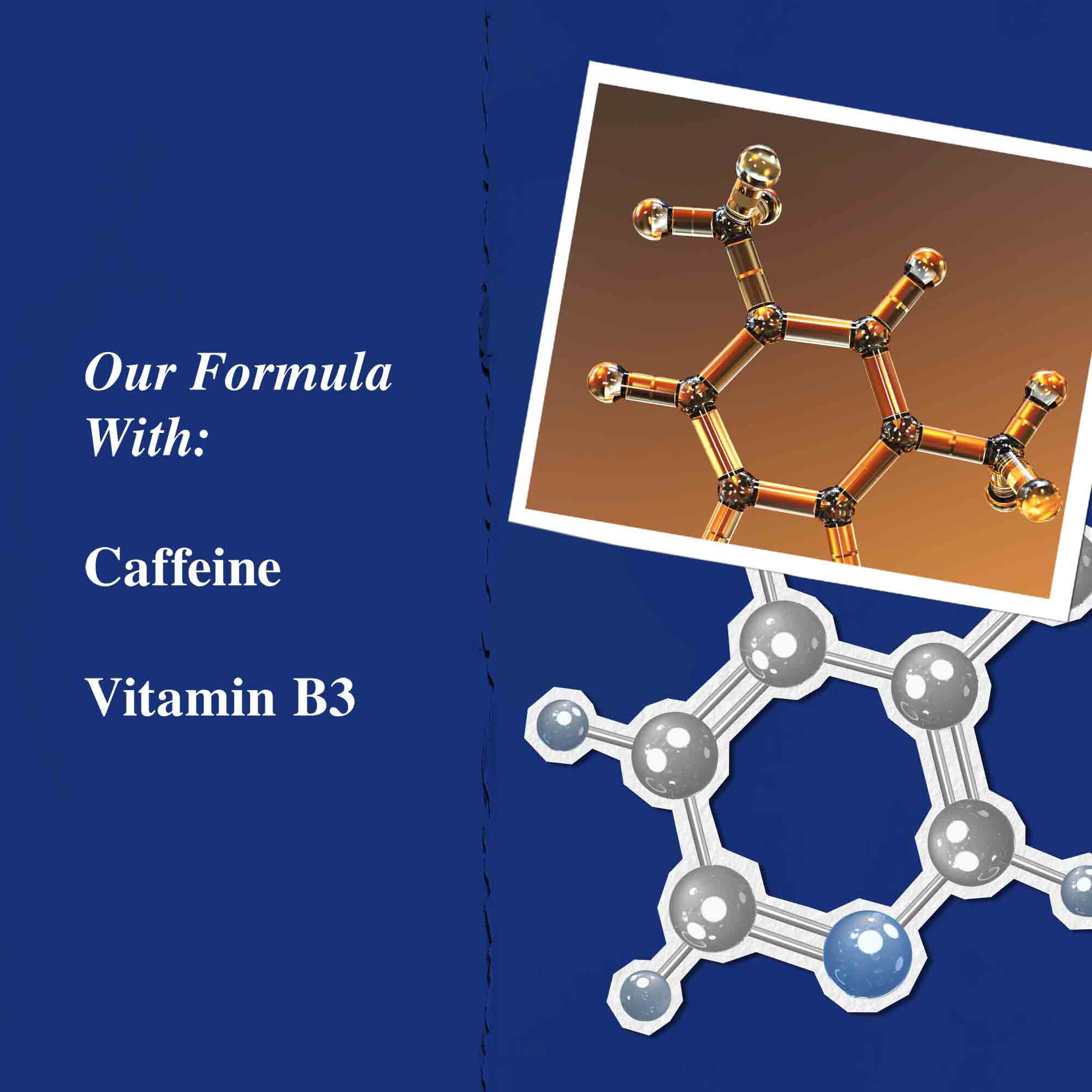 Grafik der Hauptinhaltsstoffe: Koffein und Vitamin B3.