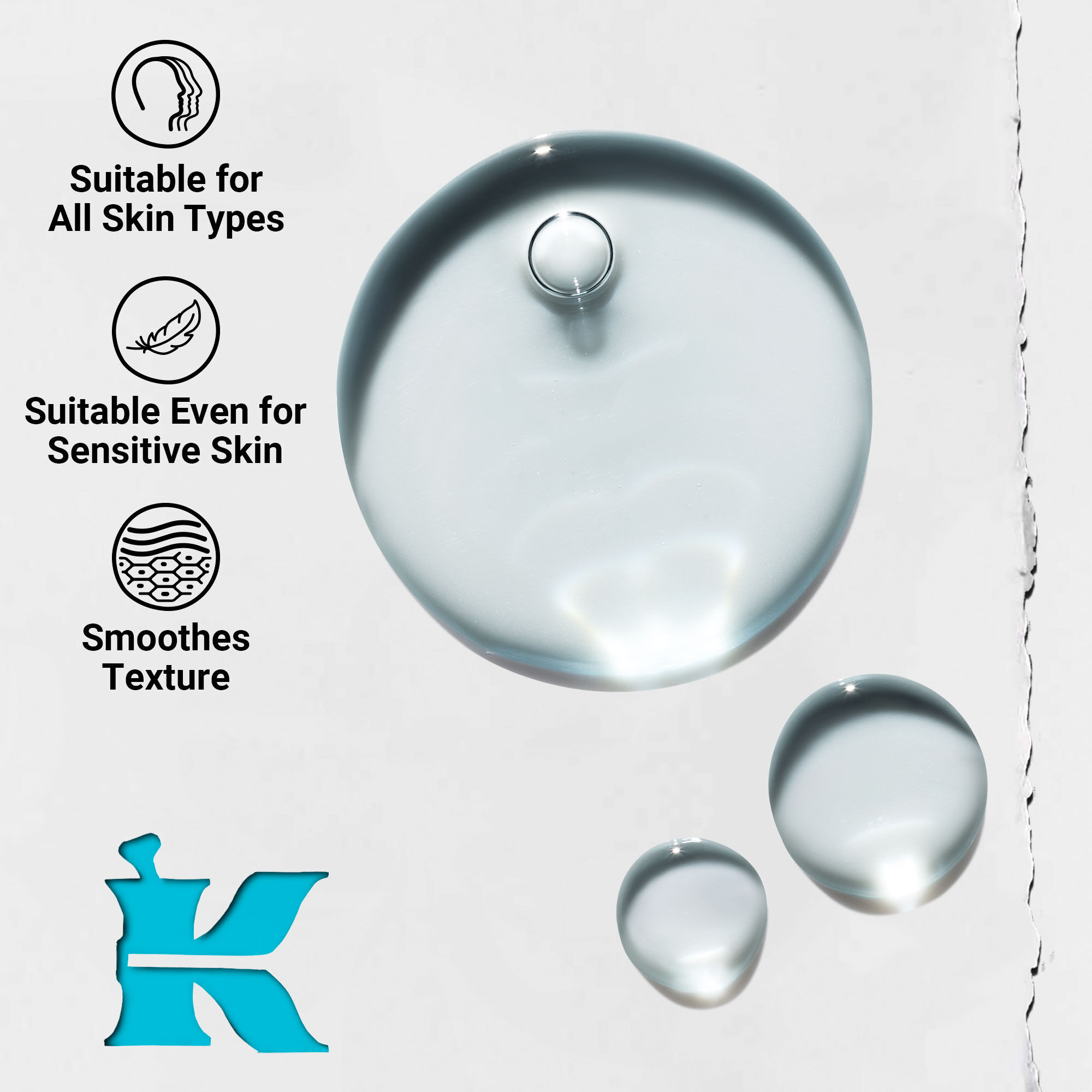 Nahaufnahme der Textur des Clearly Corrective Triple Acid Peel, die klare Flussigkeitstropfen und Blaschen zeigt.