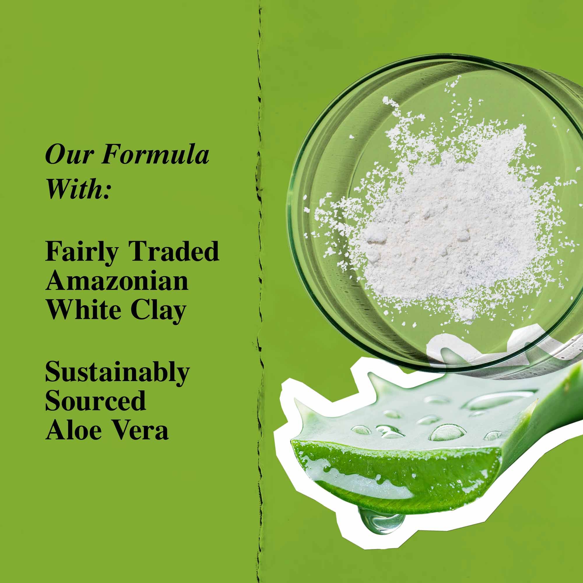 Grafik der Hauptinhaltsstoffe: Weiße Tonerde und Aloe Vera.