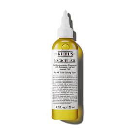 Eine 125-ml-Flasche Kiehl's Magic Elixir Hair Oil vor weißem Hintergrund.