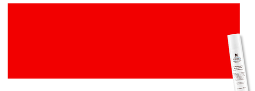 Klares rotes Banner mit einem weißen Flakon eines Hautpflegeprodukts an der rechten Seite.