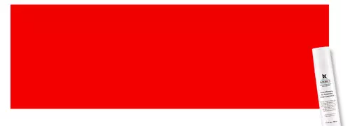 Klares rotes Banner mit einem weißen Flakon eines Hautpflegeprodukts an der rechten Seite.