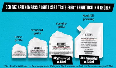 Die Kiehl’s ULTRA FACIAL CREAM, Testsieger im FAZ-Kaufkompass, ist in verschiedenen Großen erhaltlich.