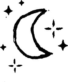 Gezeichneter Mond mit Sternen