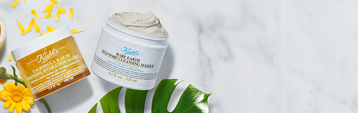 Banner der Kategorie Gesichtsmasken mit Produktbilder von drei Kiehl's Gesichtsmasken